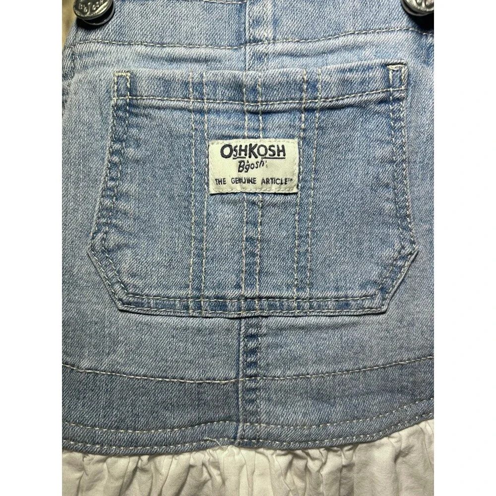 OshKosh B'gosh Vintage Toddler Denim & White Eyelet Lace Jumper Dress 5T